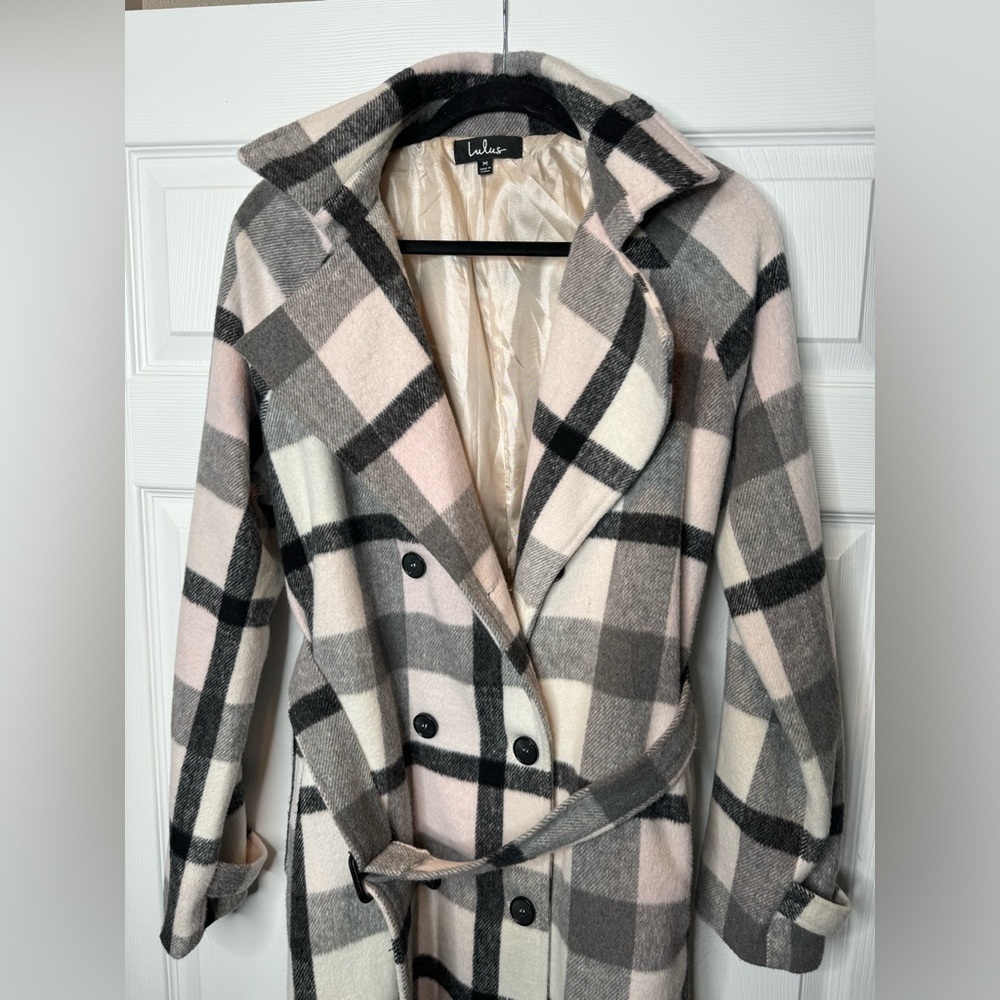 Lulus Fond of You Black & White Plaid Coat โ Size M - Picture 9 of 11